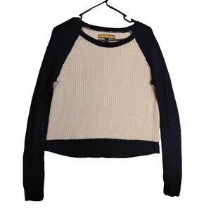 Prince & Fox Women's Pullover Wide Neck Long Sleeve Sweater Size M Blue & White